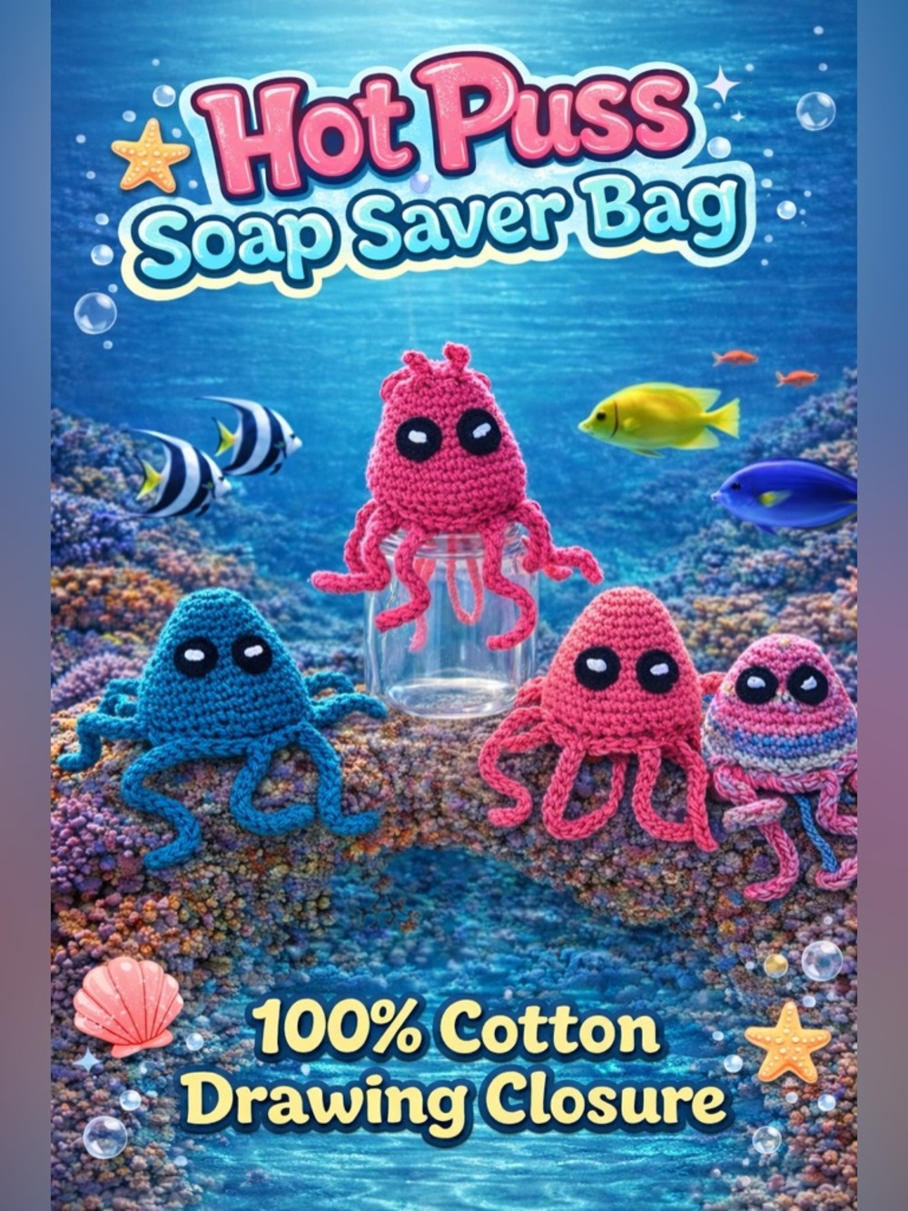 Handmade Crocheted Octopus Soap Saver 100% Cotton - Picture 2 of 16